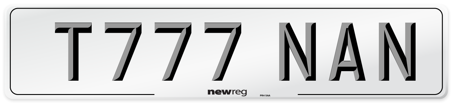 T777 NAN Number Plate from New Reg